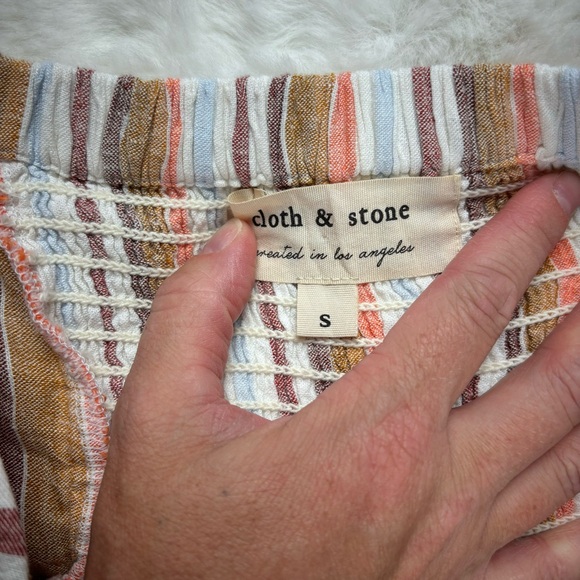 Anthropologie Cloth & Stone Halter Linen Blend Striped Jumpsuit Romper Sz Small - Picture 11 of 13